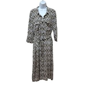 Anthropologie Kachel Aisyll Silk Shirtdress Midi Dress Size 12 NEW